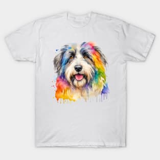 Polish Lowland Sheepdog Watercolor Portrait T-Shirt